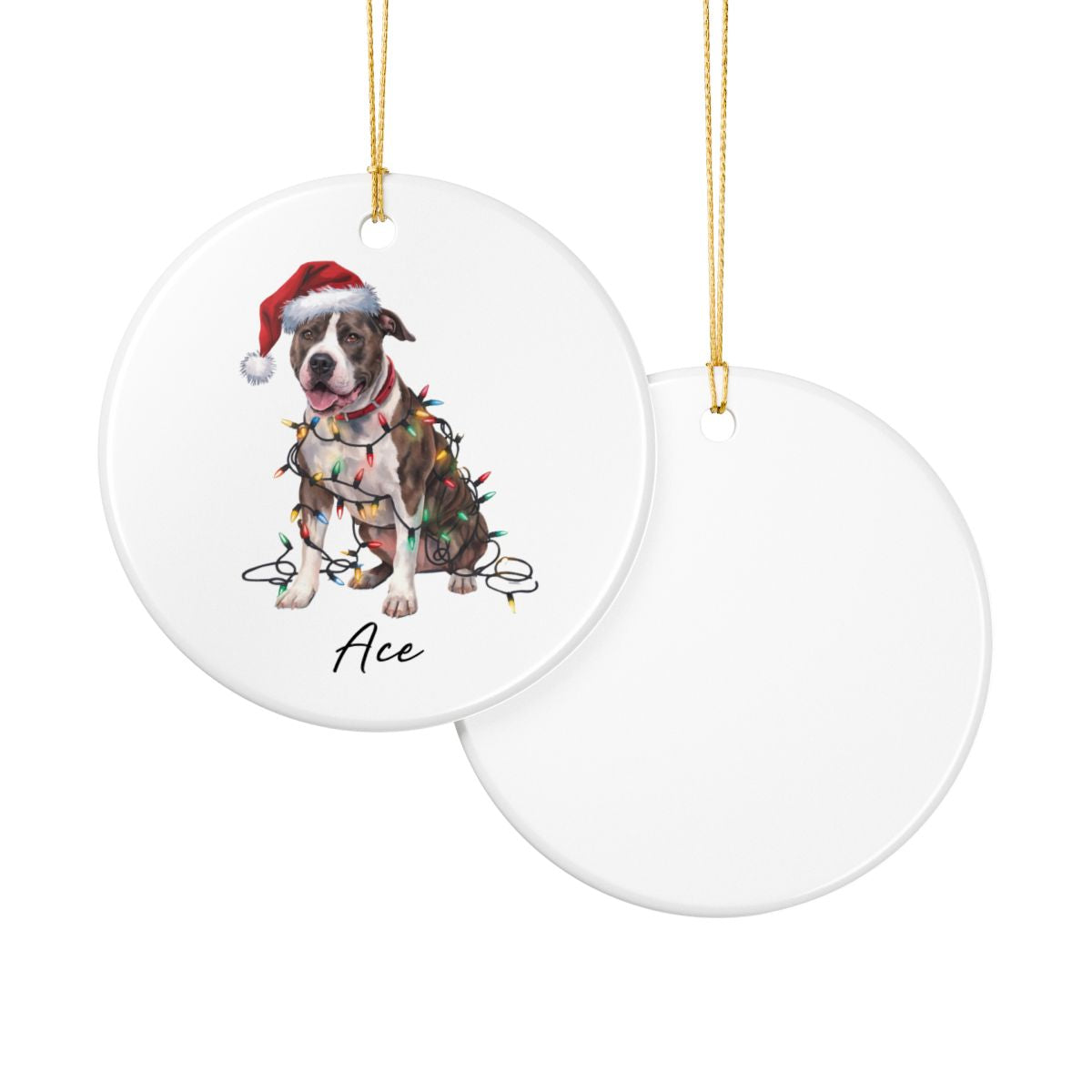 Personalized Pitbull Dog Ornament, Custom Ceramic Pet Keepsake