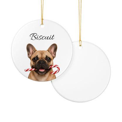 Personalized French Bulldog Candy Cane Ornament