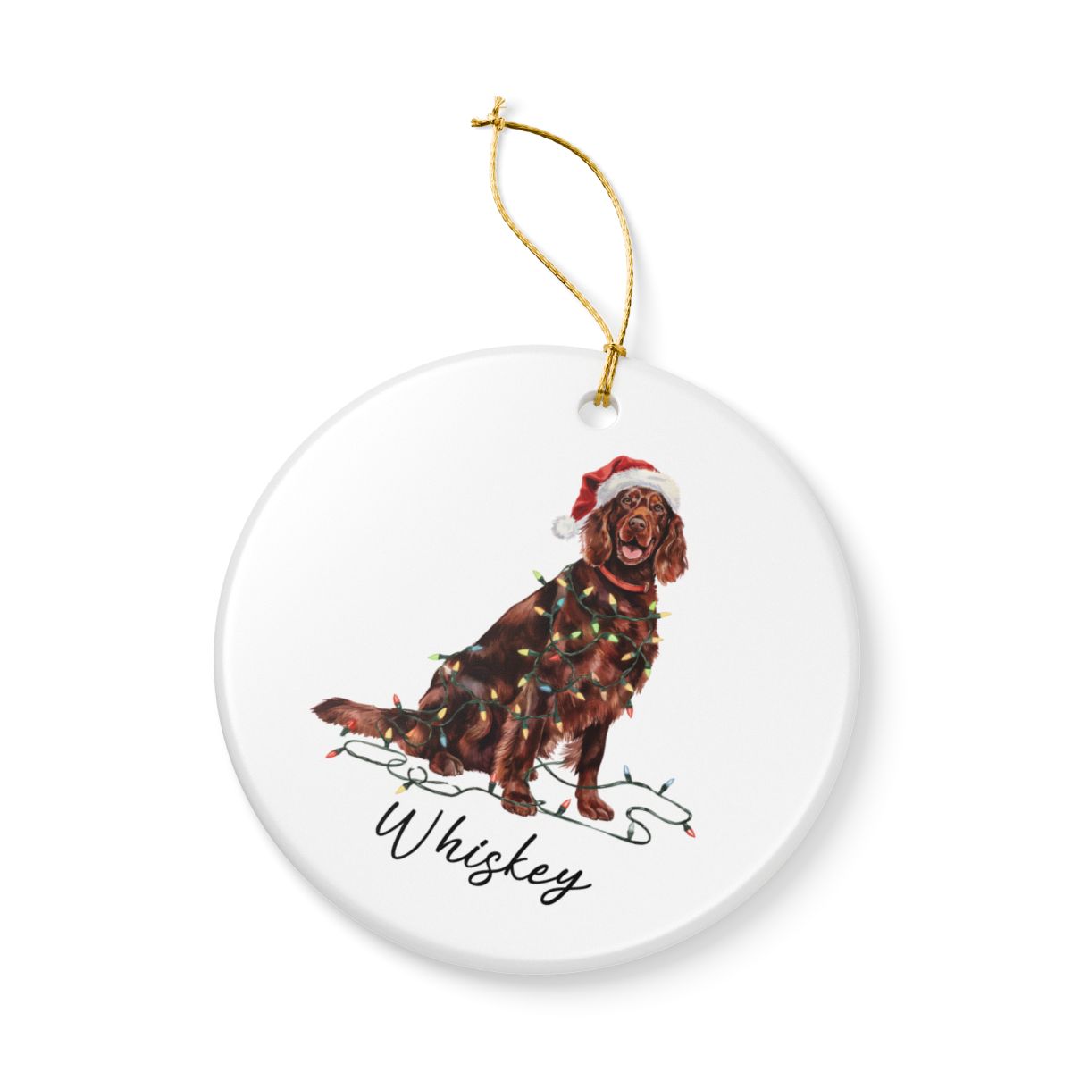 Personalized Irish Setter Christmas Ornament, Dog Lover Holiday Keepsake, Ceramic Tree Decor