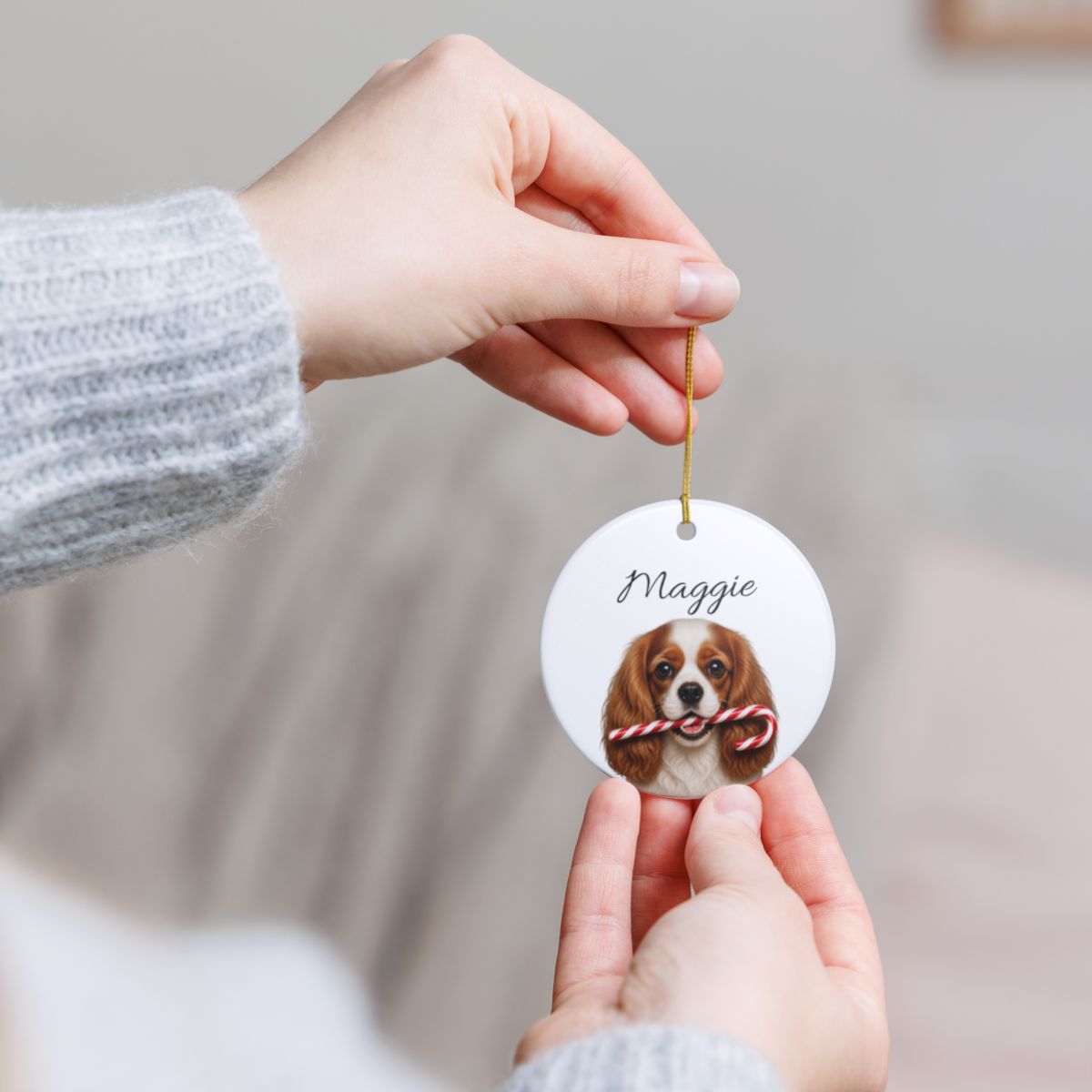 Personalized Blenheim Cavalier Candy Cane Ornament