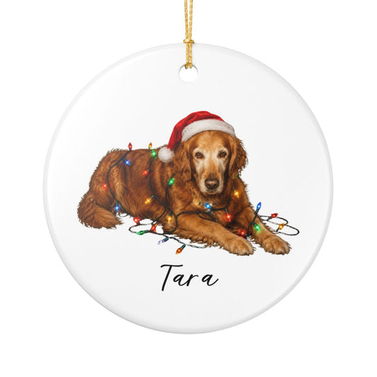 Personalized Dog Photo Christmas Ornament Custom Pet Name Ceramic Keepsake