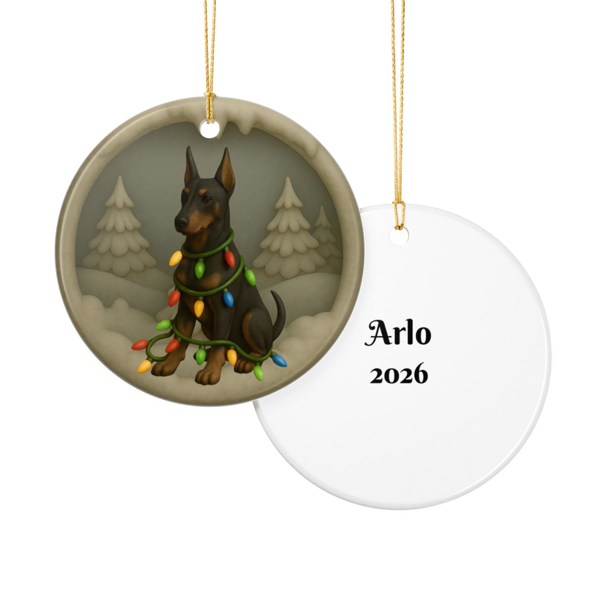 Personalized Doberman Christmas 3D Clay-Style Ornament