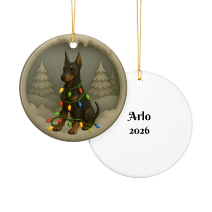 Personalized Doberman Christmas 3D Clay-Style Ornament
