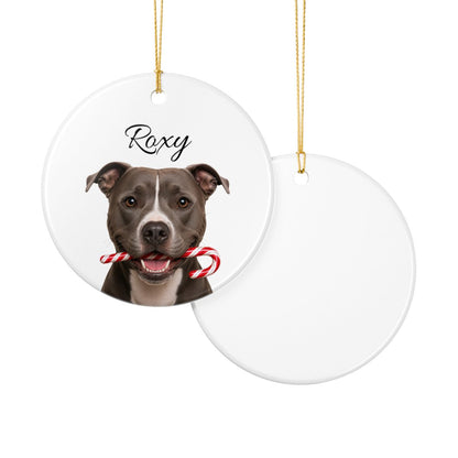 Personalized Pitbull Candy Cane Ornament