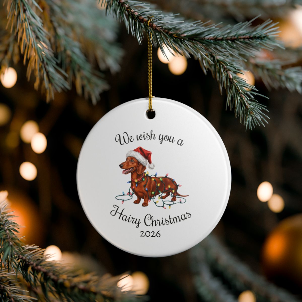 Red Dachshund Christmas Lights Ornament