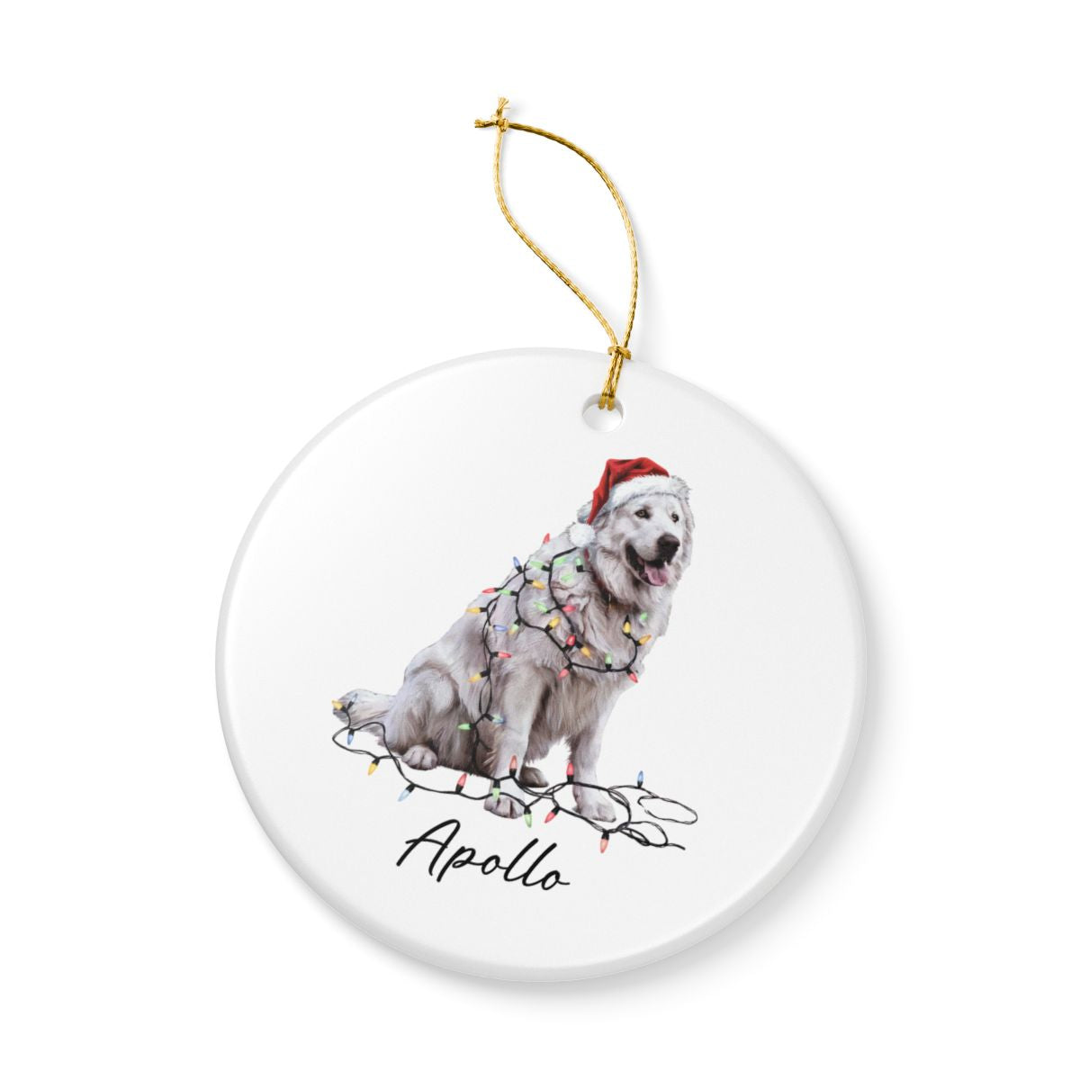 Personalized Pyrenees Ornament, Ceramic Dog Lover Christmas Tree Decor