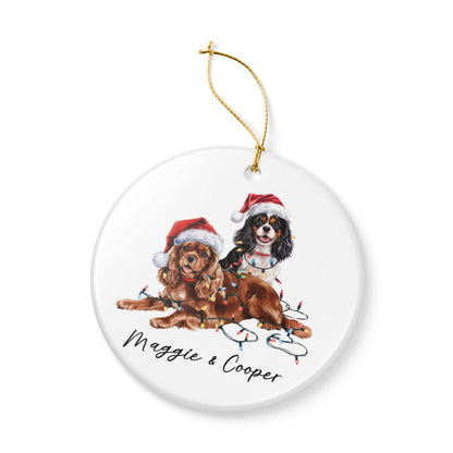 Cavalier King Charles Spaniel Christmas Ornament, Personalized Dog Name Keepsake, Ceramic Pet Lover Gift