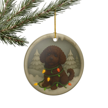Personalized Portuguese Water Dog Christmas Ornament, 3D Clay-Style Dog Keepsake with Lights