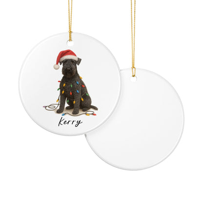 Personalized Kerry Blue Terrier Christmas Ornament, Ceramic Dog Holiday Keepsake