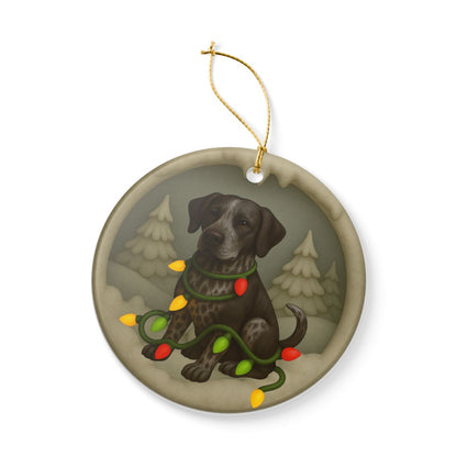 Personalized Black German Shorthaired Pointer Christmas Ornament, 3D Clay-Style Dog Keepsake with Lights