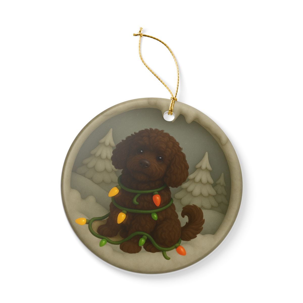 Personalized Portuguese Water Dog Christmas Ornament, 3D Clay-Style Dog Keepsake with Lights