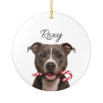 Personalized Pitbull Candy Cane Ornament