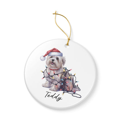 Maltese Christmas Ornament, Personalized Dog Keepsake