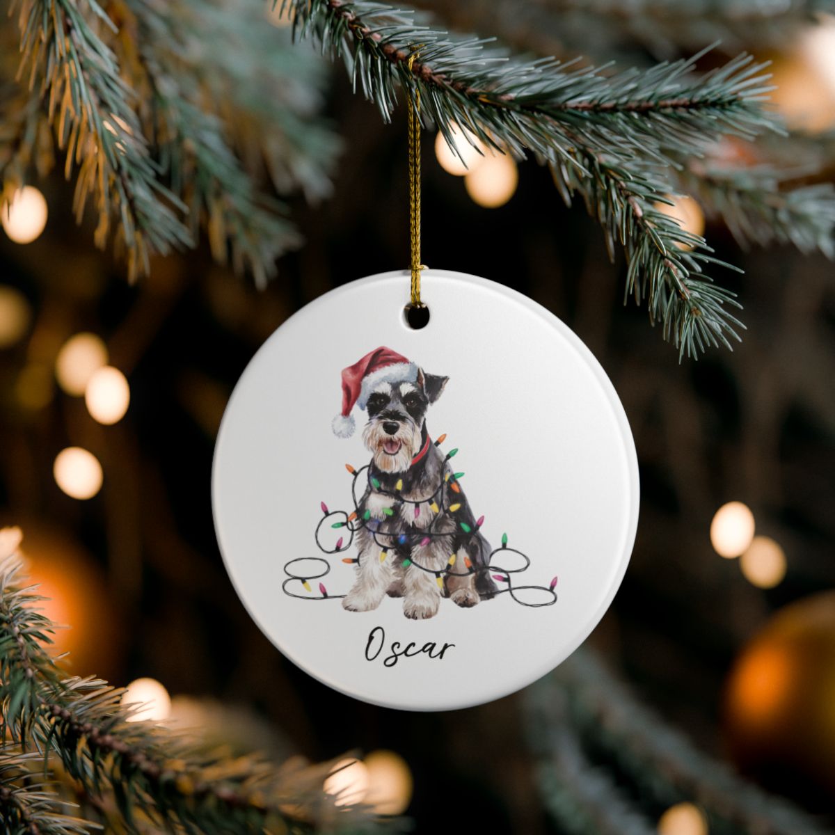 Personalized Schnauzer Ornament, Custom Dog Lover Gift