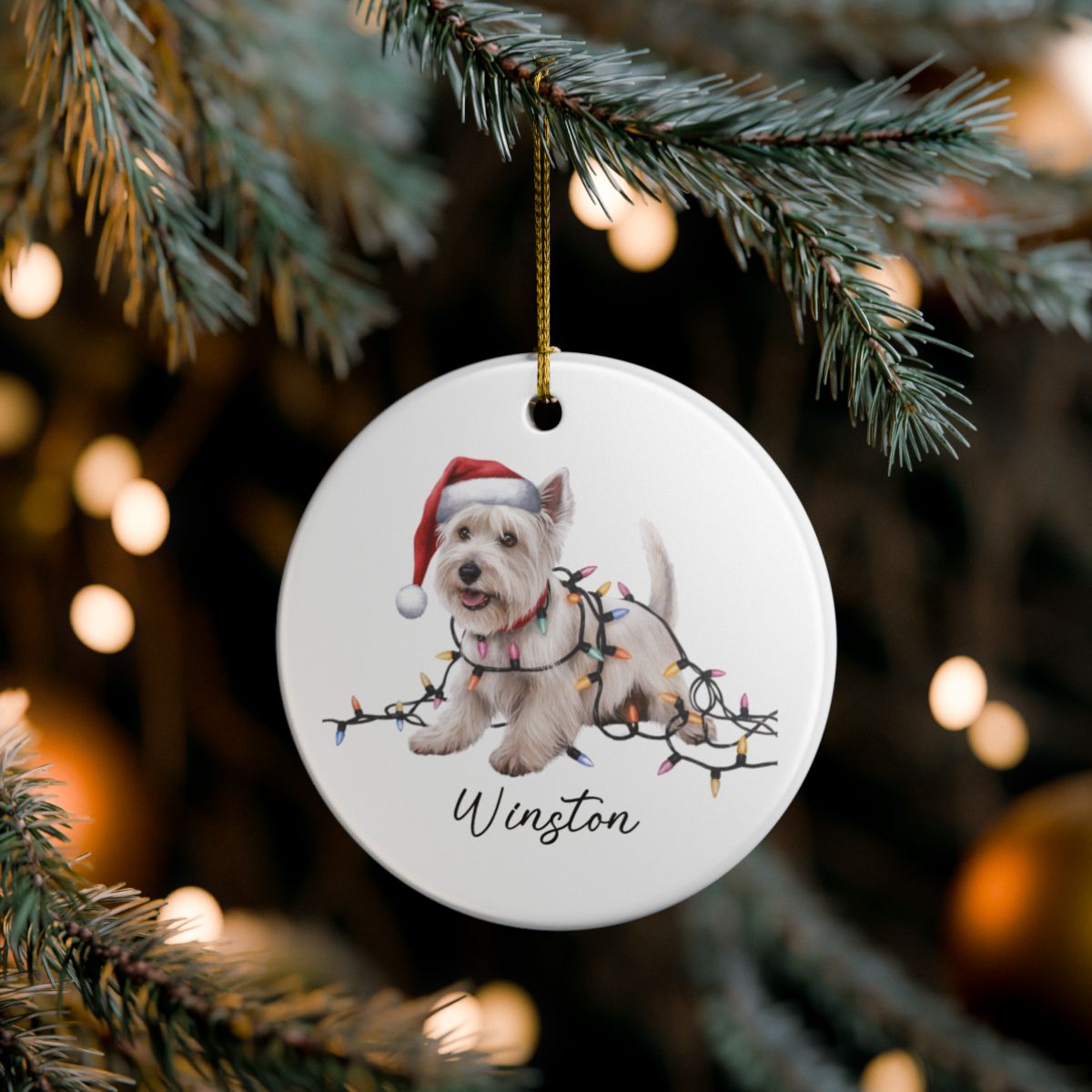 West Highland Terrier Ornament, Personalized Dog Christmas Gift