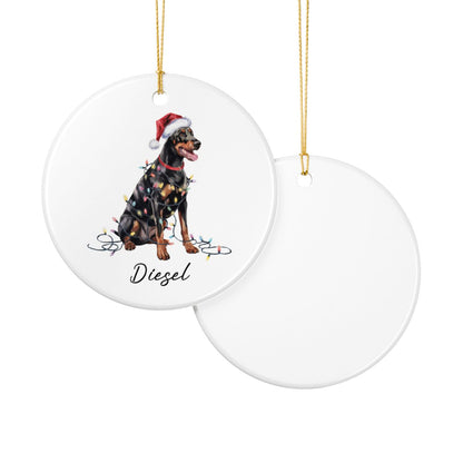 Personalized Doberman Pinscher Christmas Ornament, Custom Pet Ceramic Keepsake