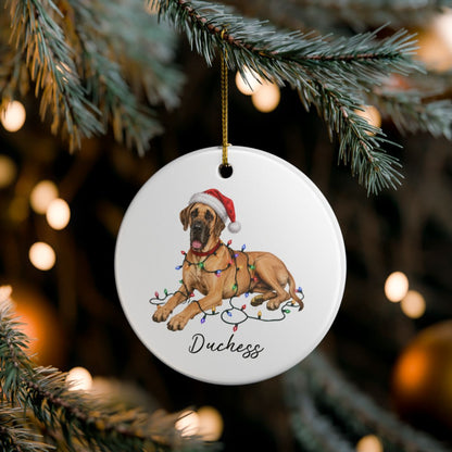Personalized Fawn Great Dane Christmas Ornament, Festive Dog Keepsake