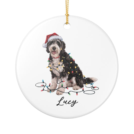 Personalized Labradoodle Ornament Custom Dog Keepsake Ceramic Holiday Decoration Pet Gift