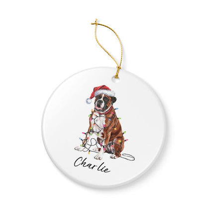 Personalized Boxer Christmas Ornament, Ceramic Dog Lover Gift, Custom Decor