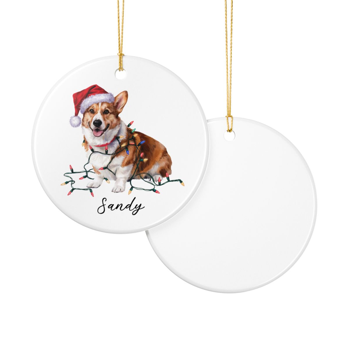 Personalized Corgi Ornament, Ceramic Christmas Tree Decor, Festive Pet Lover Gift