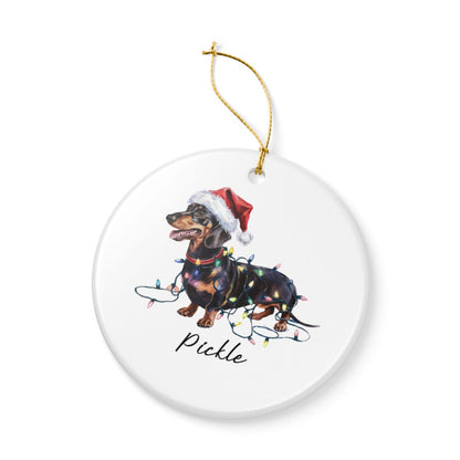 Personalized Black & Tan Dachshund Ornament, Dog Christmas Ornament, Custom Pet Name Holiday Decor Gift