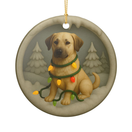 Personalized Anatolian Shepherd Christmas Ornament, Custom Dog with Holiday Lights Keepsake