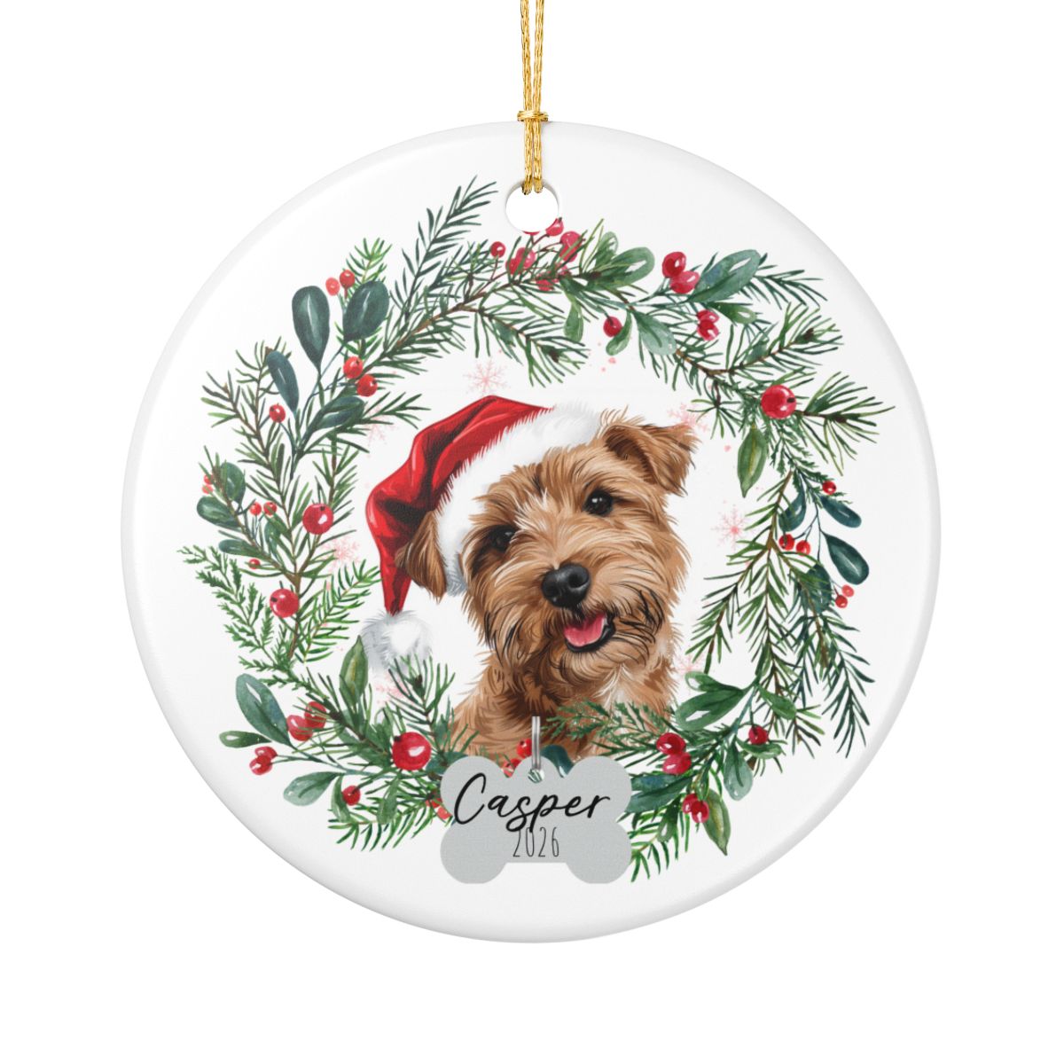 Personalized Norfolk Terrier Christmas Ornament