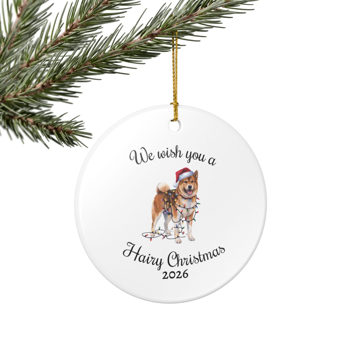 Christmas Akita Ornament, Christmas Lights Dog Keepsake, Christmas Dog, Akita Mom, Gift For Dog Lover, Akita