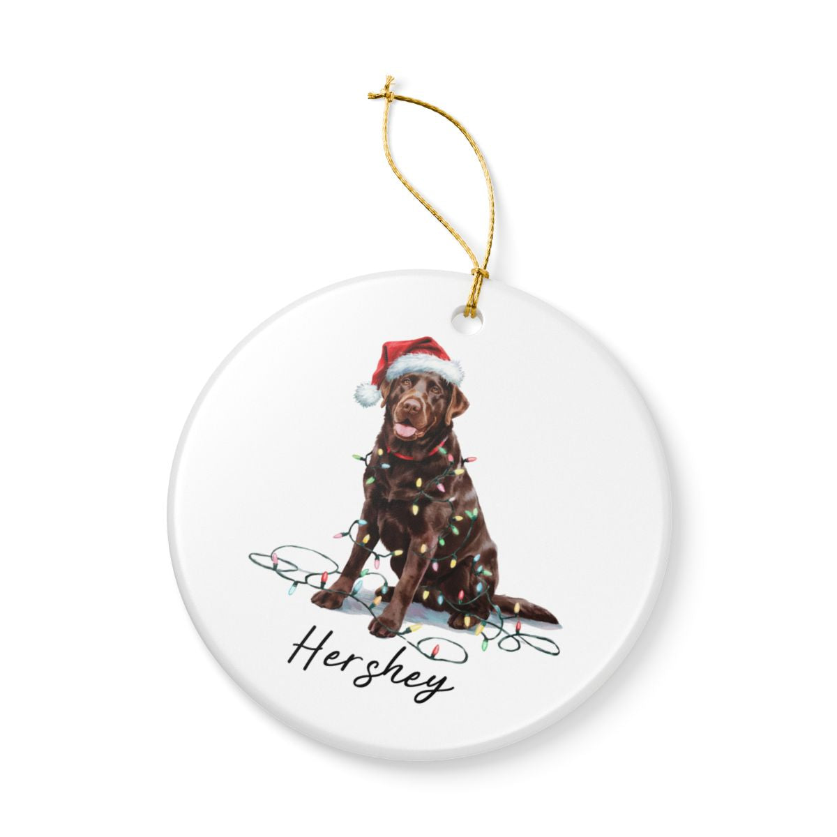 Chocolate Labrador Retriever Ornament, Personalized Dog Christmas Decor