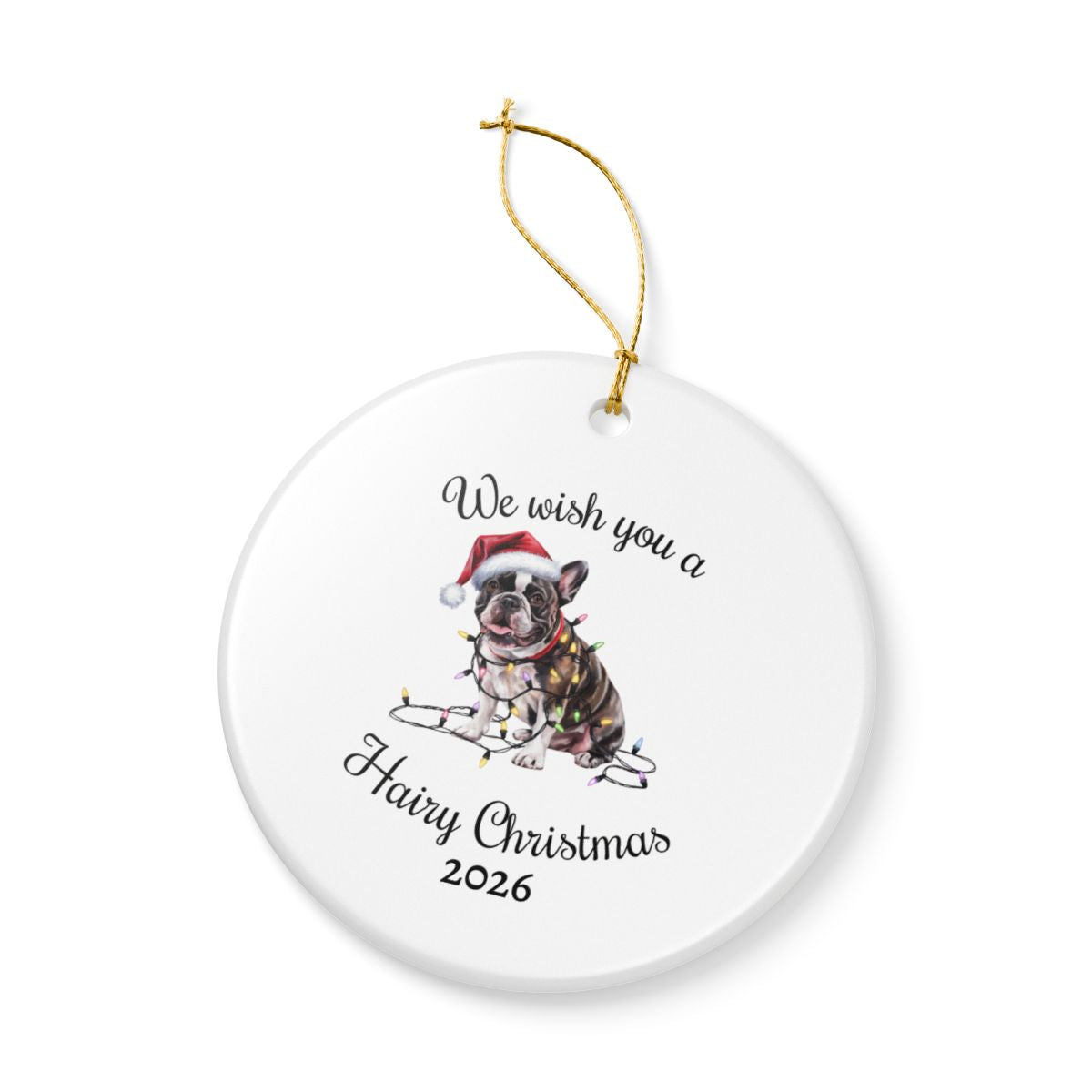 Christmas French Bulldog Ornament, Christmas Lights Dog Keepsake