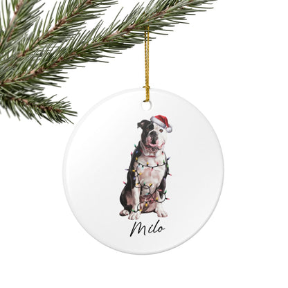 Personalized American Bulldog Christmas Ornament, Dog Name Holiday Decor