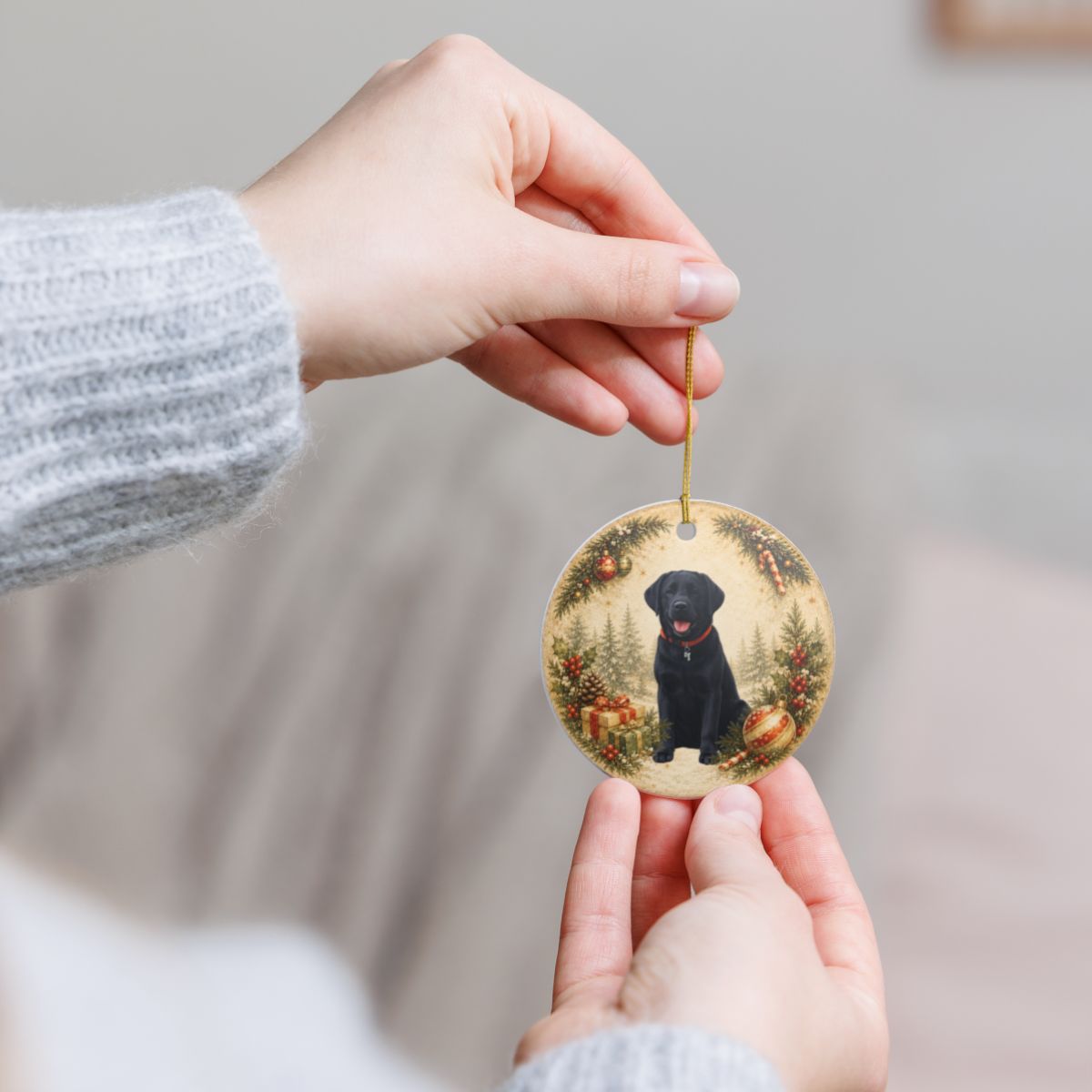 Custom Dog Photo Ornament, Personalized Name and Year, Double Sided Christmas Ornament