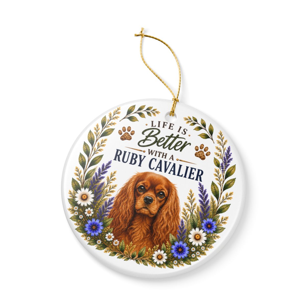 Ruby Cavalier Ornament, Cavalier King Charles Spaniel Gift, Dog Mom Keepsake, Ruby Cavalier Gift