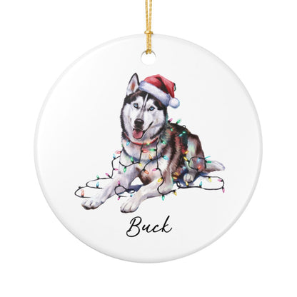 Siberian Husky Ornament Personalized Pet Gift, Custom Christmas Tree Decor