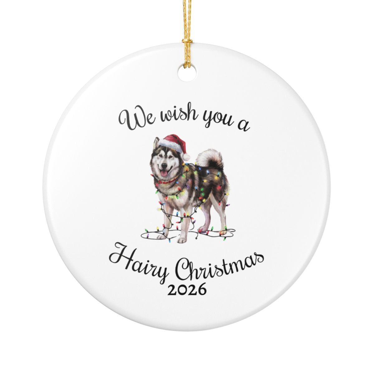 Christmas Alaskan Malamute Ornament, Christmas Lights Dog Keepsake, Christmas Dog, Alaskan Malamute Mom, Gift For Dog Lover