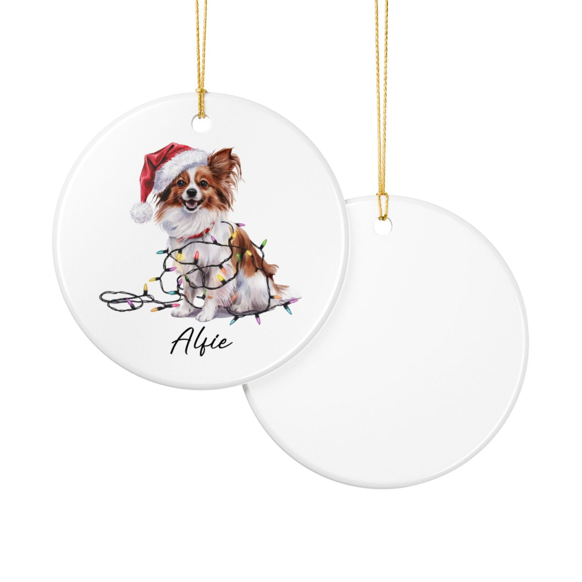 Papillon Personalized Ornament, Custom Dog Keepsake