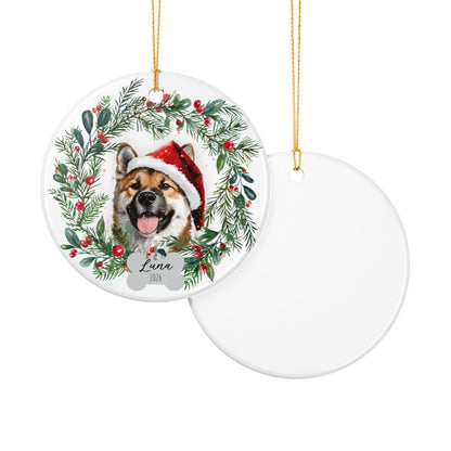 Personalized Akita Christmas Ornament, Custom Dog Name Ornament, Akita Gift for Dog Lovers, Pet Memorial Keepsake