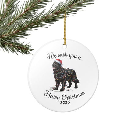 Christmas Black Newfoundland Ornament, Christmas Lights Dog Keepsake