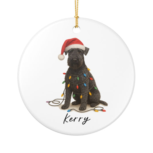 Personalized Kerry Blue Terrier Christmas Ornament, Ceramic Dog Holiday Keepsake