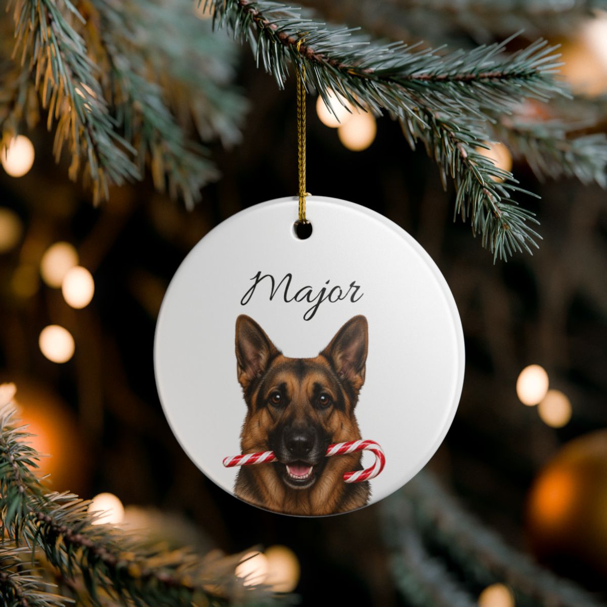 Personalized German Shepherd Ornament, Custom Dog Name Christmas Ornament, GSD Gift, Dog Lover Gift