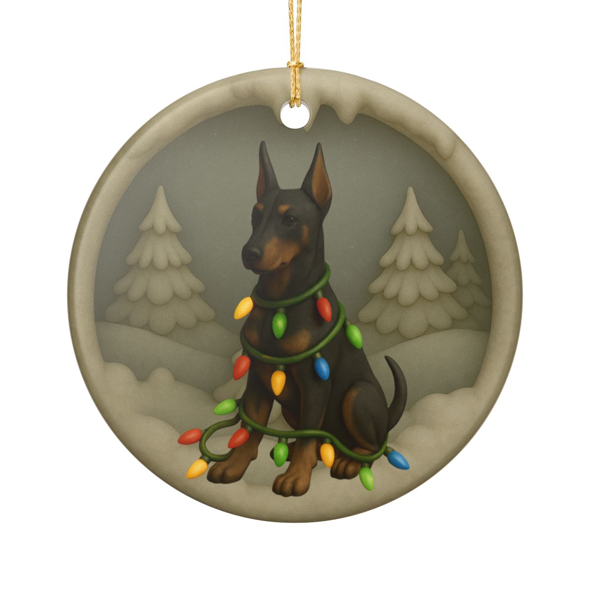 Personalized Doberman Christmas 3D Clay-Style Ornament