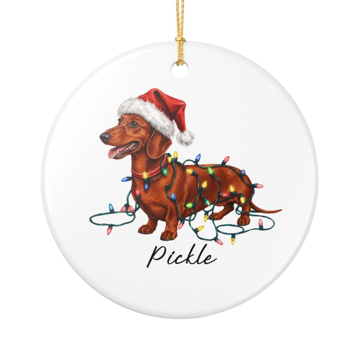 Personalized Red Dachshund Ornament, Dog Christmas Ornament, Custom Pet Name Holiday Decor Gift
