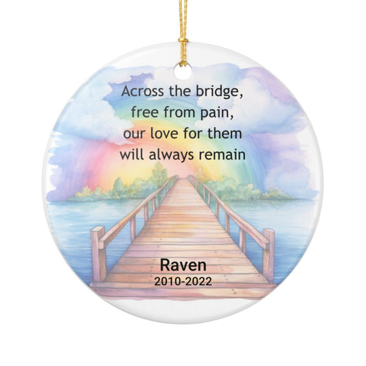 Pet Memorial Ornament, Rainbow Bridge Keepsake, Dog Cat Loss Sympathy Gift