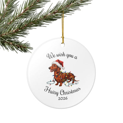 Red Dachshund Christmas Lights Ornament