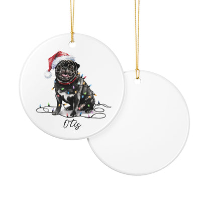 Black Pug Ornament, Personalized Pet Keepsake