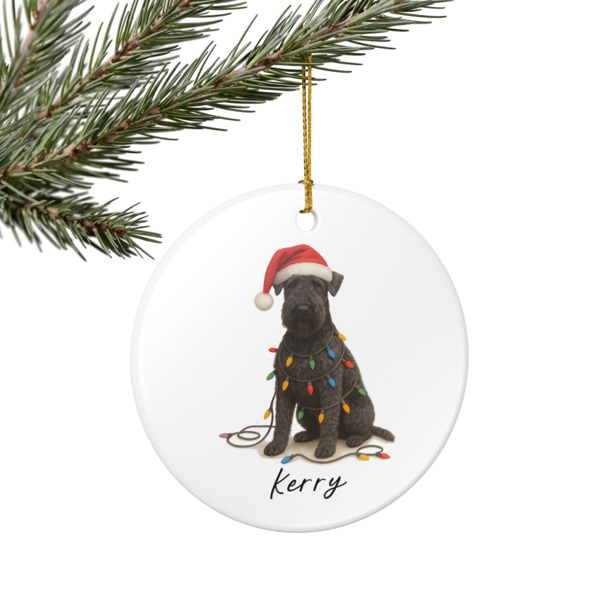 Personalized Kerry Blue Terrier Christmas Ornament, Ceramic Dog Holiday Keepsake