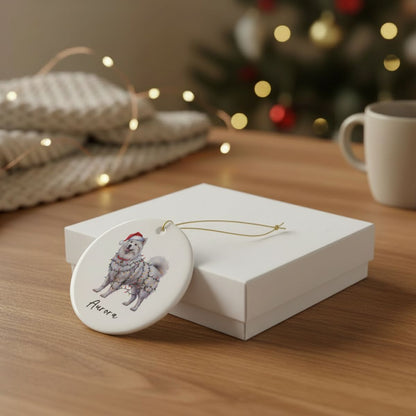 Personalized Samoyed Ornament, Custom Dog Lover Gift