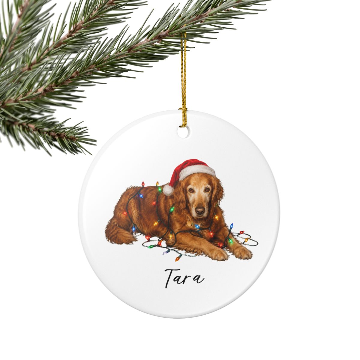 Personalized Dog Photo Christmas Ornament Custom Pet Name Ceramic Keepsake