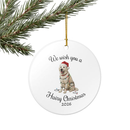 English Cream Golden Retriever We Wish You a Hairy Christmas Ornament