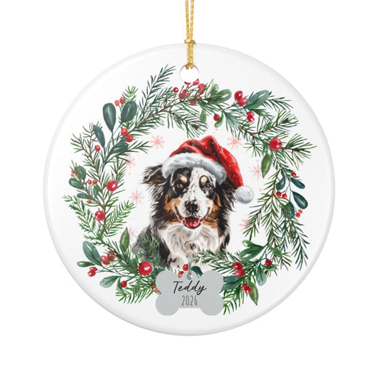 Personalized Australian Shepherd Ornament, Custom Dog Christmas Keepsake